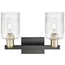 2_Arcadia Hadley 16"W 2 Light Black And Brass Bath Light w/ Clear Shade more views