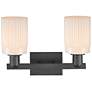 2_Arcadia Hadley 16"W 2 Light Black Vanity Light w/ Matte White Shade more views