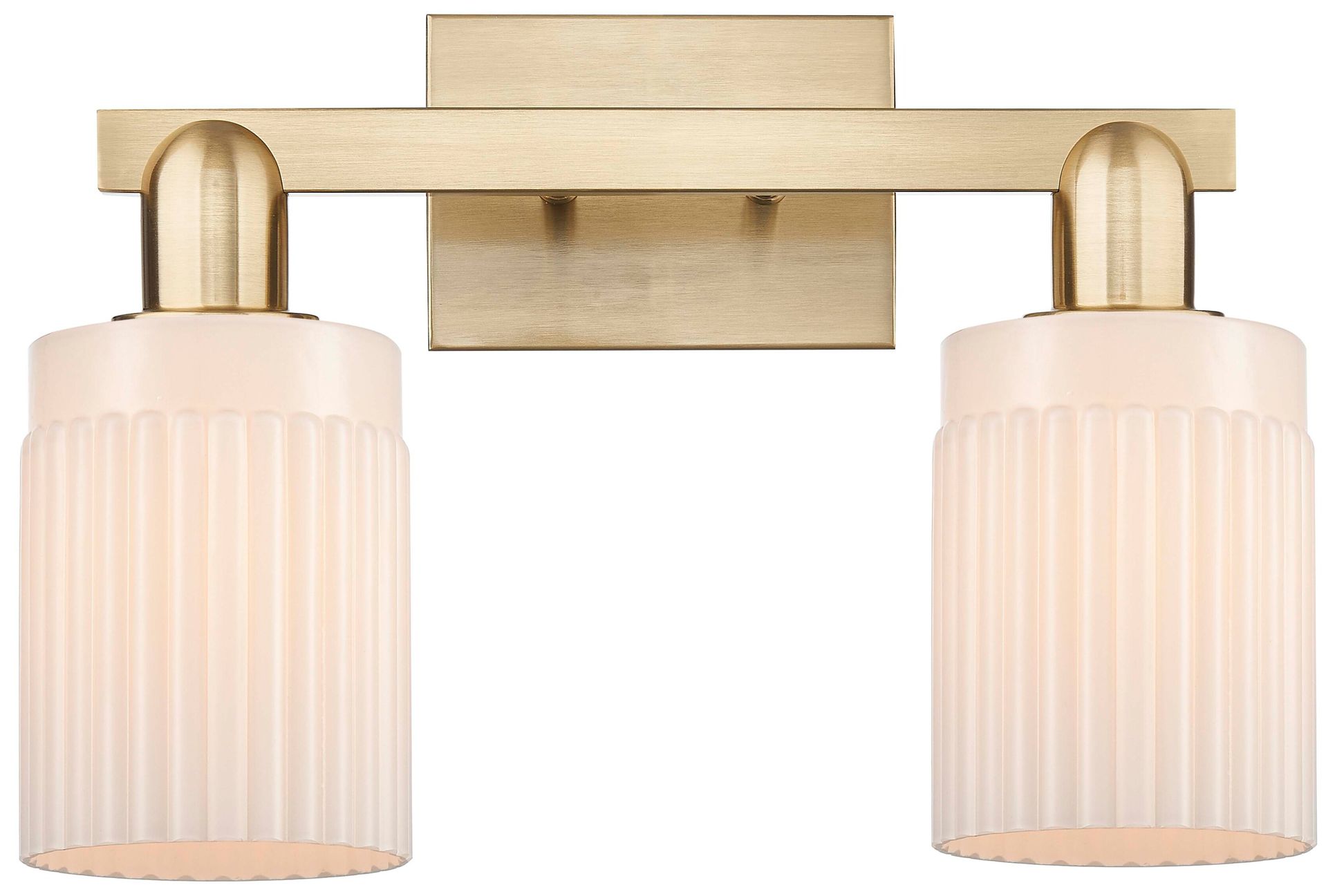 Arcadia Hadley 16"W 2 Light Bronze Vanity Light w/ Matte White Shade