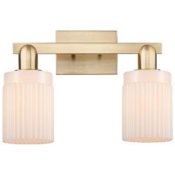 Arcadia Hadley 16"W 2 Light Bronze Vanity Light w/ Matte White Shade