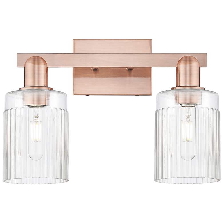 Image 1 Arcadia Hadley 16"W 2 Light Copper Vanity Light With Clear Shade
