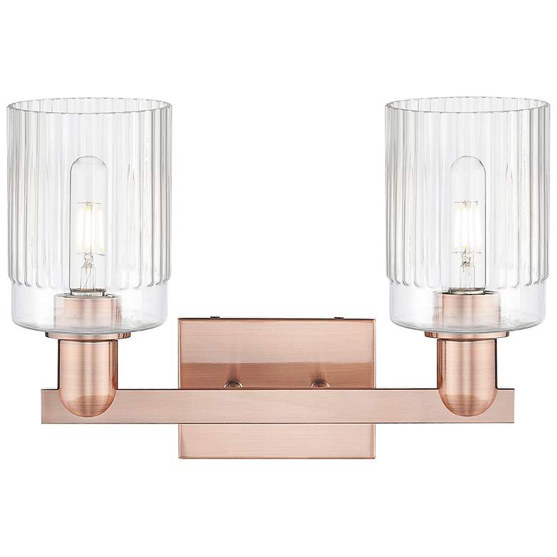 Image 2 Arcadia Hadley 16"W 2 Light Copper Vanity Light With Clear Shade more views