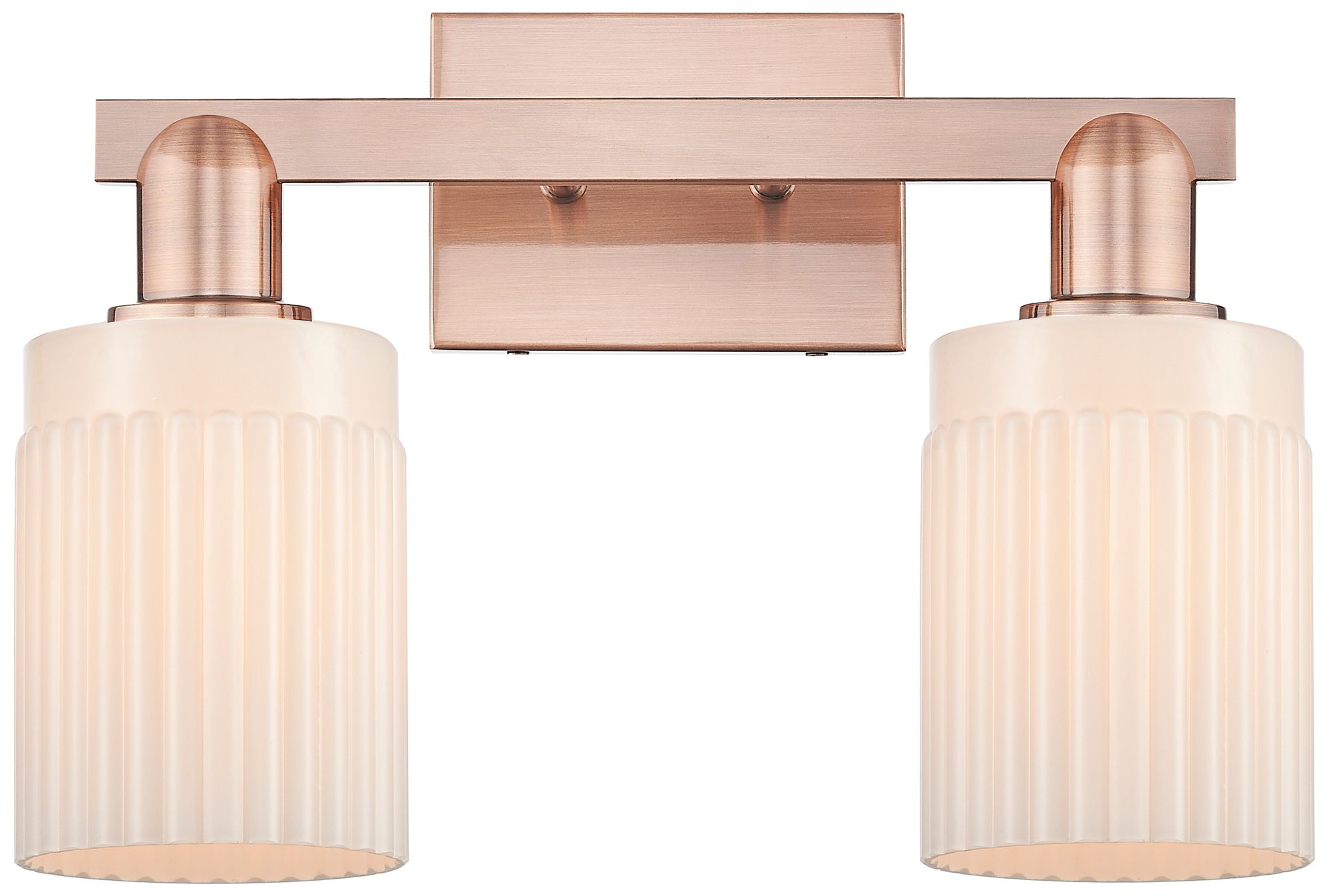 Arcadia Hadley 16"W 2 Light Copper Vanity Light With Matte White Shade