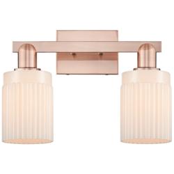 Arcadia Hadley 16"W 2 Light Copper Vanity Light With Matte White Shade