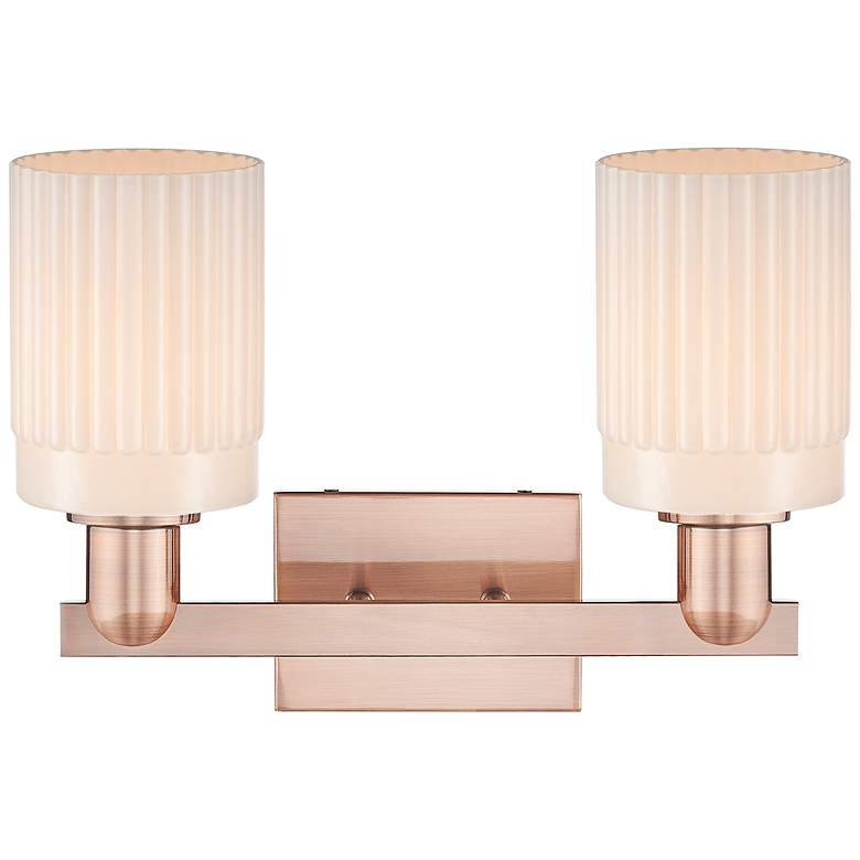 Image 2 Arcadia Hadley 16"W 2 Light Copper Vanity Light With Matte White Shade more views