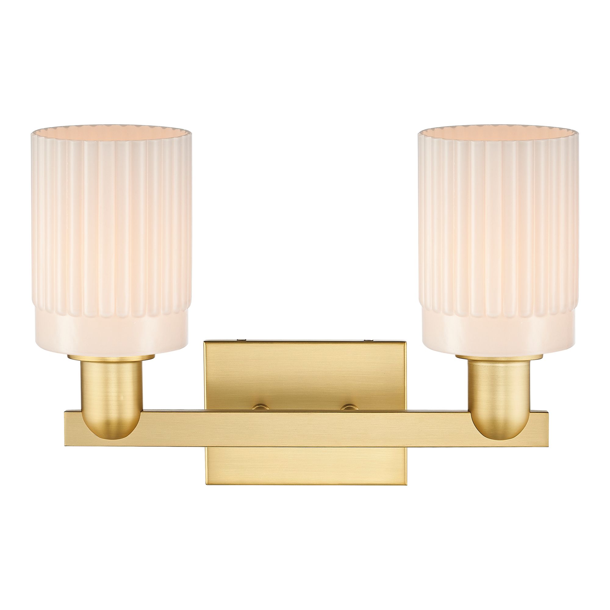 Image 2 Arcadia Hadley 16"W 2 Light Gold Vanity Light w/ Matte White Shade more views