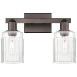 Arcadia Hadley 16"W 2 Light Oiled Bronze Vanity Light w/ Clear Shade