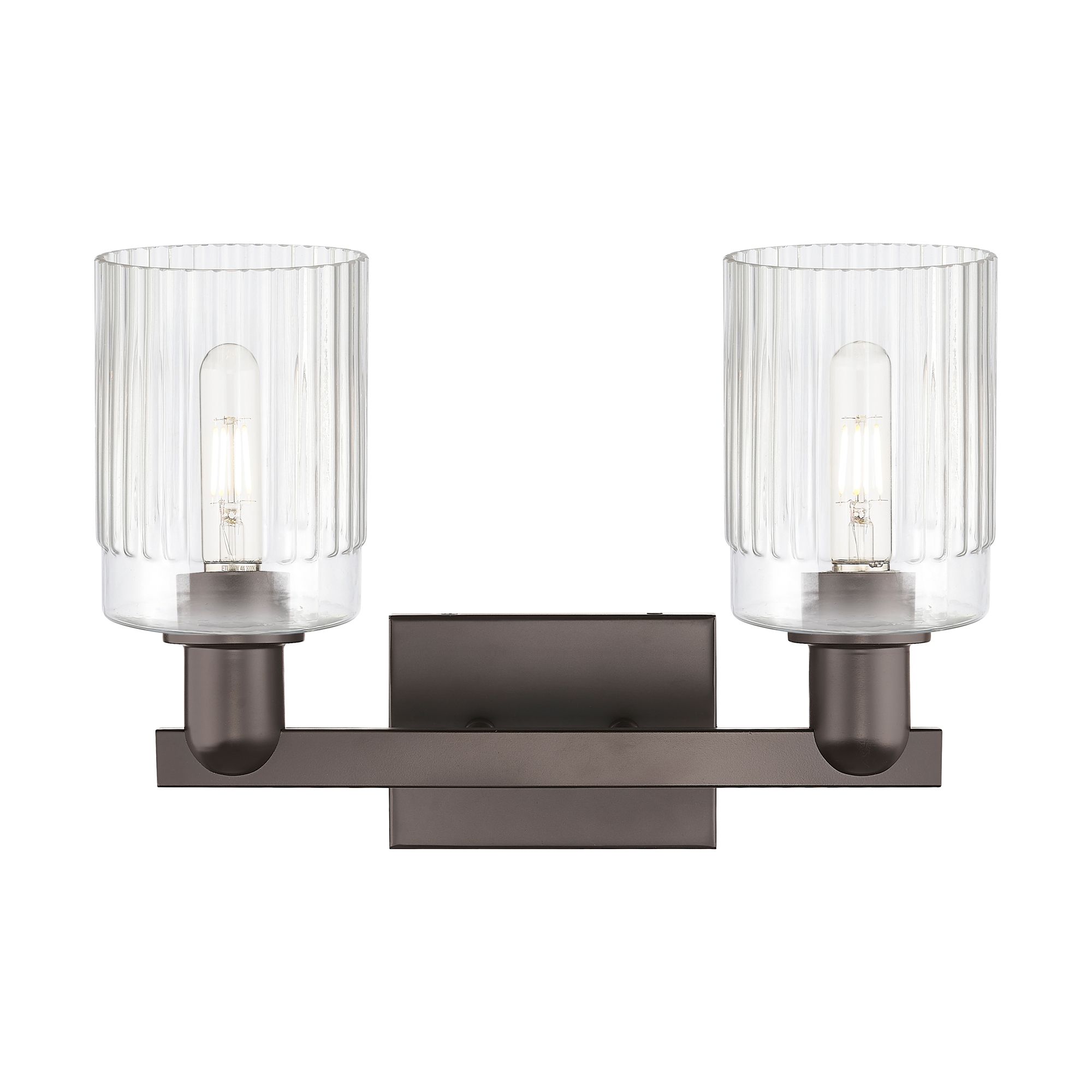 Image 2 Arcadia Hadley 16"W 2 Light Oiled Bronze Vanity Light w/ Clear Shade more views