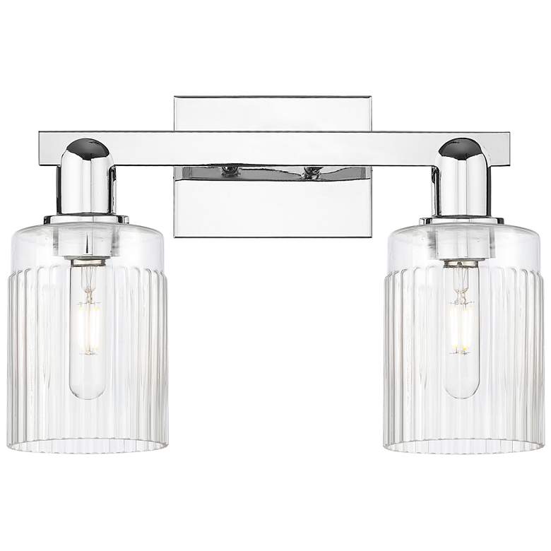 Image 1 Arcadia Hadley 16"W 2 Light Polished Chrome Bath Light w/ Clear Shade