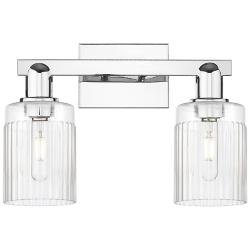 Arcadia Hadley 16"W 2 Light Polished Chrome Bath Light w/ Clear Shade