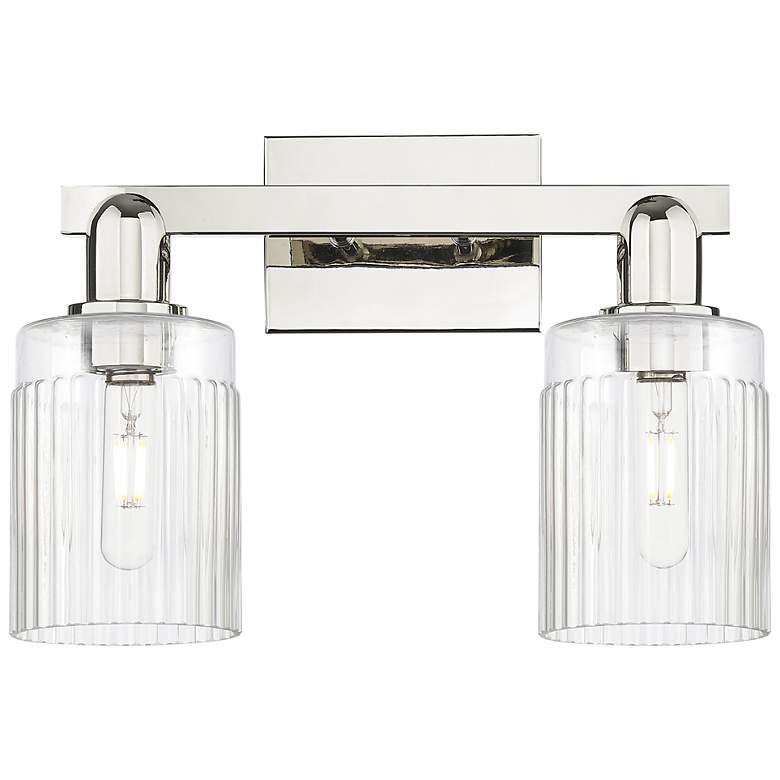 Image 1 Arcadia Hadley 16"W 2 Light Polished Nickel Bath Light w/ Clear Shade