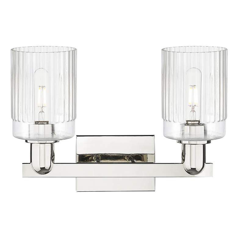 Image 2 Arcadia Hadley 16"W 2 Light Polished Nickel Bath Light w/ Clear Shade more views