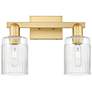 1_Arcadia Hadley 16"W 2 Light Satin Gold Vanity Light With Clear Shade