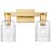 Arcadia Hadley 16"W 2 Light Satin Gold Vanity Light With Clear Shade