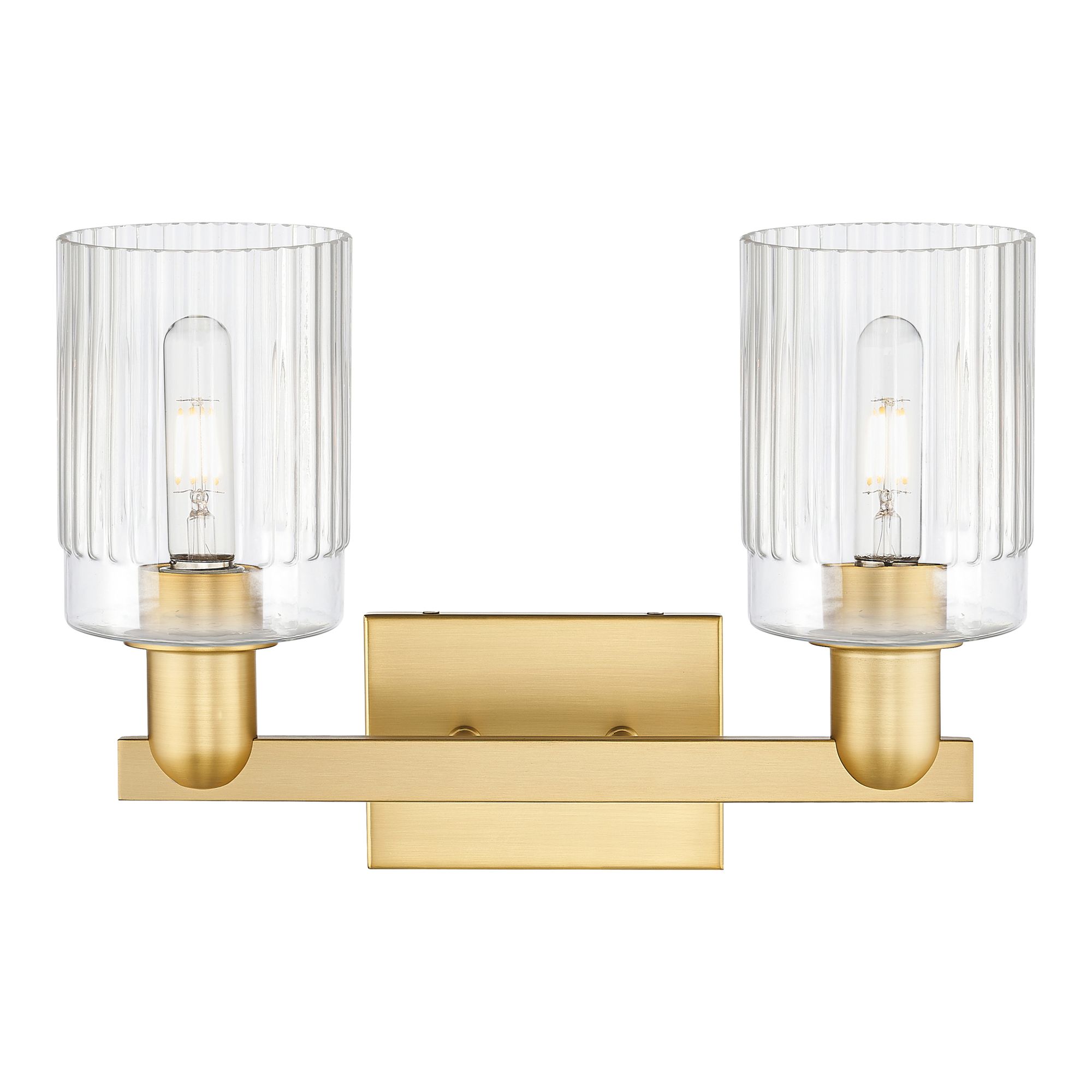 Image 2 Arcadia Hadley 16"W 2 Light Satin Gold Vanity Light With Clear Shade more views