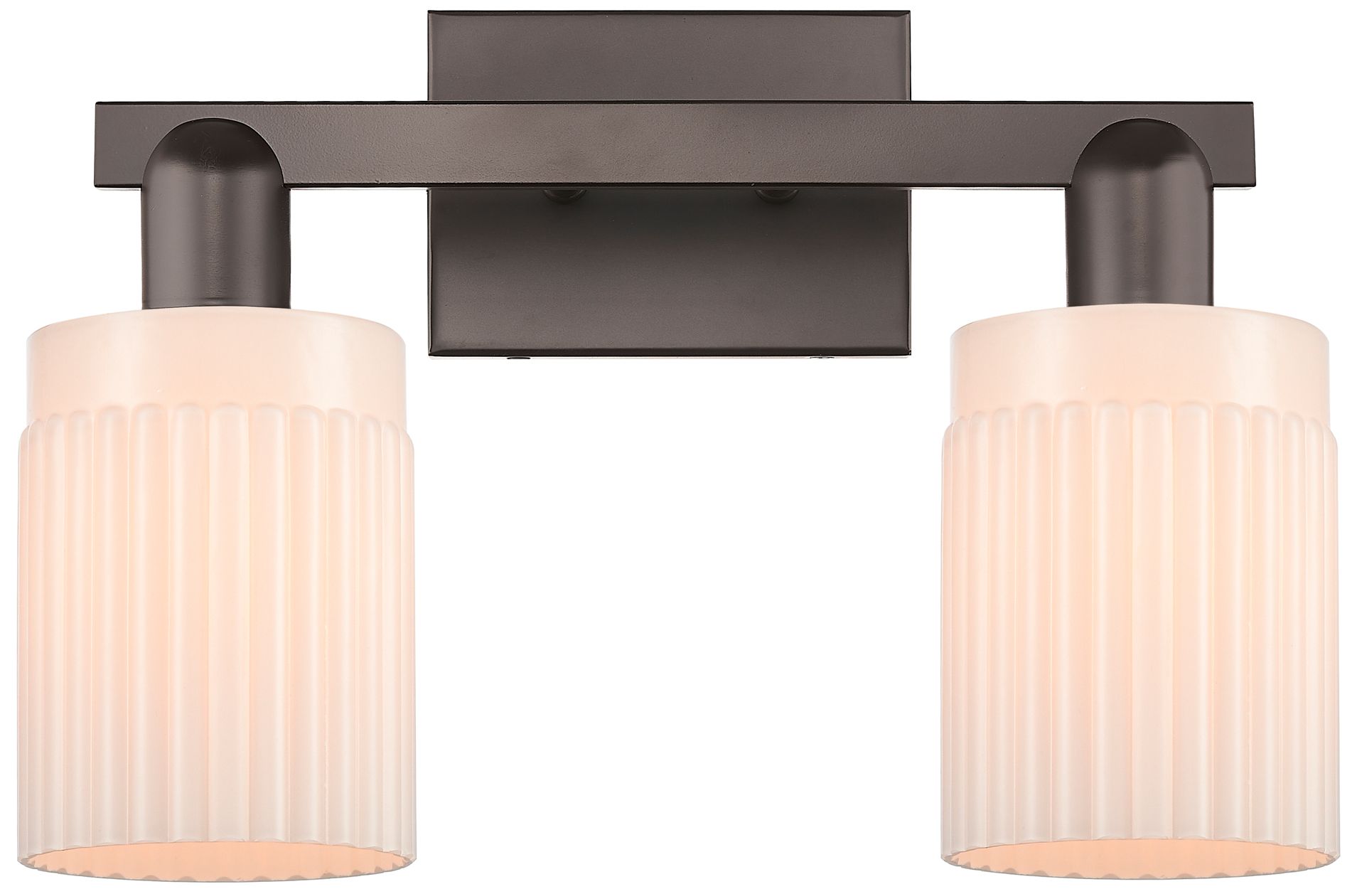 Arcadia Hadley 16"W 2-Lt Oiled Bronze Bath Light w/ Matte White Shade