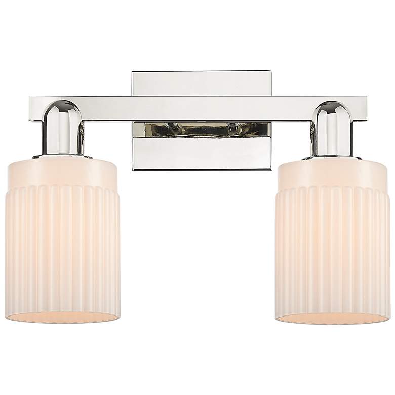 Image 1 Arcadia Hadley 16"W 2-Lt Polished Nickel Vanity w/ Matte White Shade