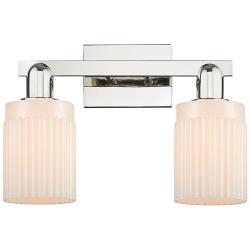 Arcadia Hadley 16"W 2-Lt Polished Nickel Vanity w/ Matte White Shade