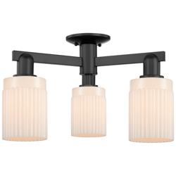Arcadia Hadley 22"W 3 Light Black Semi-Flush w/ Matte White Shade