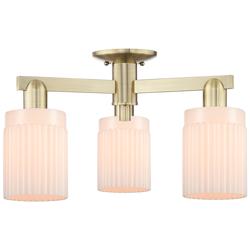Arcadia Hadley 22"W 3 Light Brass Semi-Flush w/ Matte White Shade