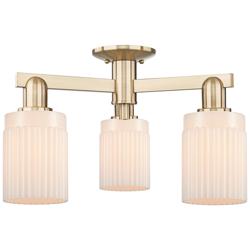 Arcadia Hadley 22"W 3 Light Bronze Semi-Flush w/ Matte White Shade
