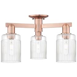 Arcadia Hadley 22"W 3 Light Copper Semi.Flush Mount With Clear Shade