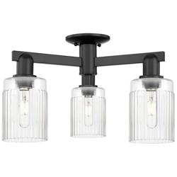 Arcadia Hadley 22"W 3 Light Matte Black Semi-Flush w/ Clear Shade