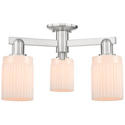 Arcadia Hadley 22"W 3 Light Nickel Semi-Flush w/ Matte White Shade