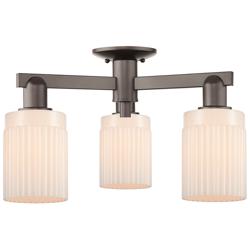 Arcadia Hadley 22"W 3-Lt Oiled Bronze Semi-Flush w/ Matte White Shade