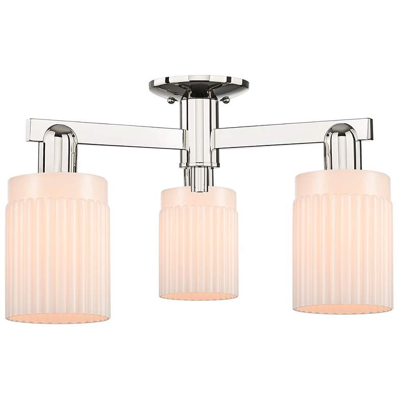 Image 1 Arcadia Hadley 22"W 3-Lt Polished Nickel Semi-Flush w/ White Shade