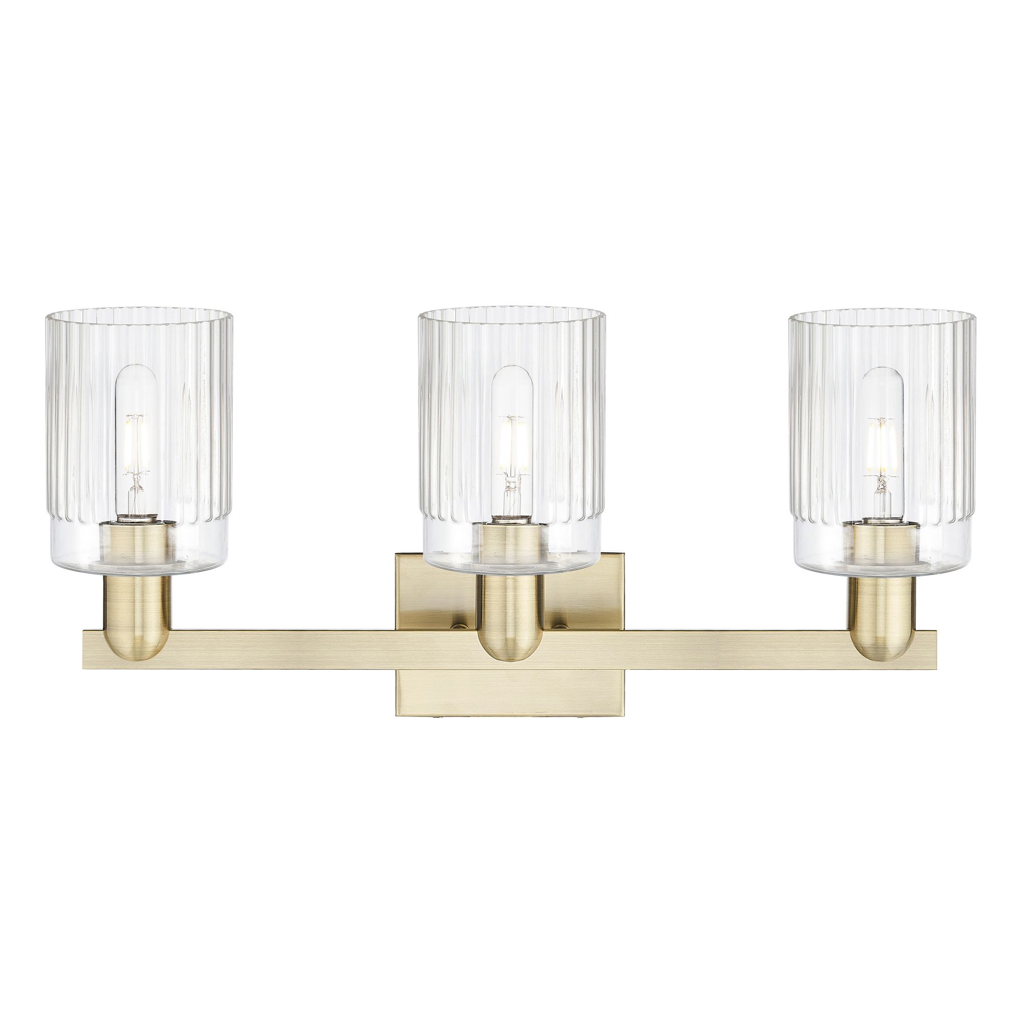 Image 2 Arcadia Hadley 24"W 3 Light Antique Brass Bath Light With Clear Shade more views