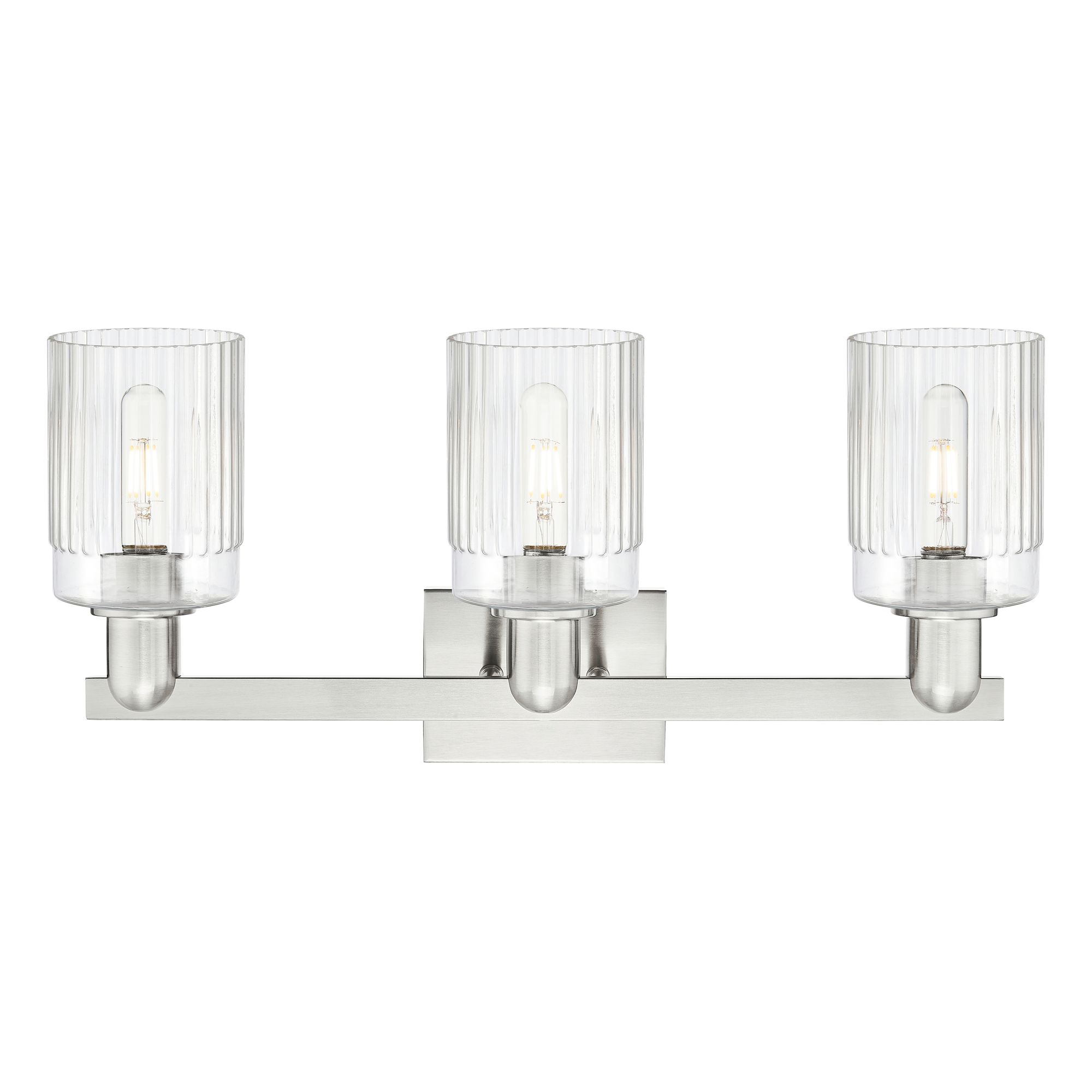 Image 2 Arcadia Hadley 24"W 3 Light Brushed Nickel Vanity Light w/ Clear Shade more views