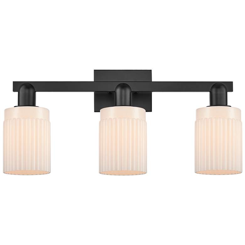 Image 1 Arcadia Hadley 24"W 3 Light Black Vanity Light w/ Matte White Shade