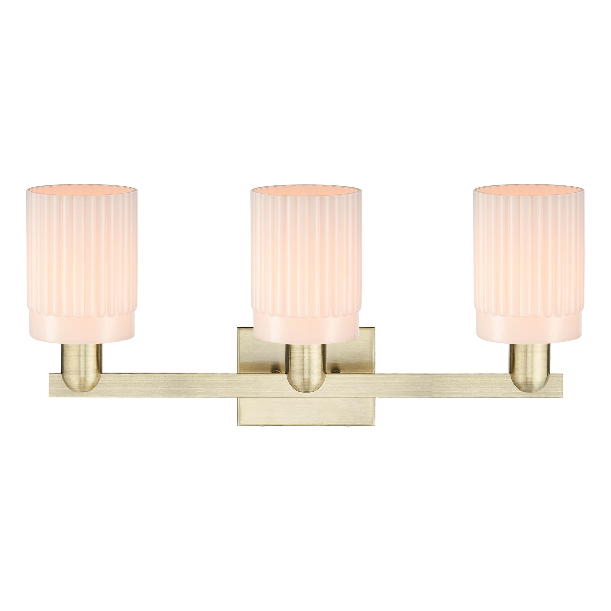 Image 2 Arcadia Hadley 24"W 3 Light Brass Vanity Light With Matte White Shade more views