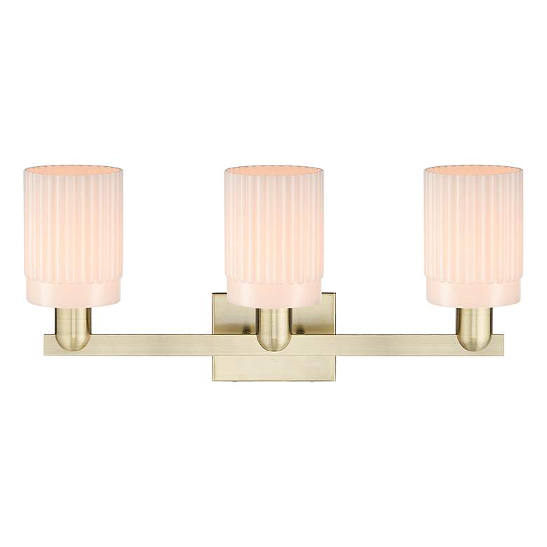 Image 2 Arcadia Hadley 24"W 3 Light Brass Vanity Light With Matte White Shade more views
