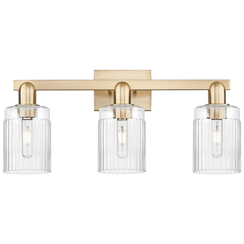 Image 1 Arcadia Hadley 24"W 3 Light Bronze Vanity Light w/ Clear Shade