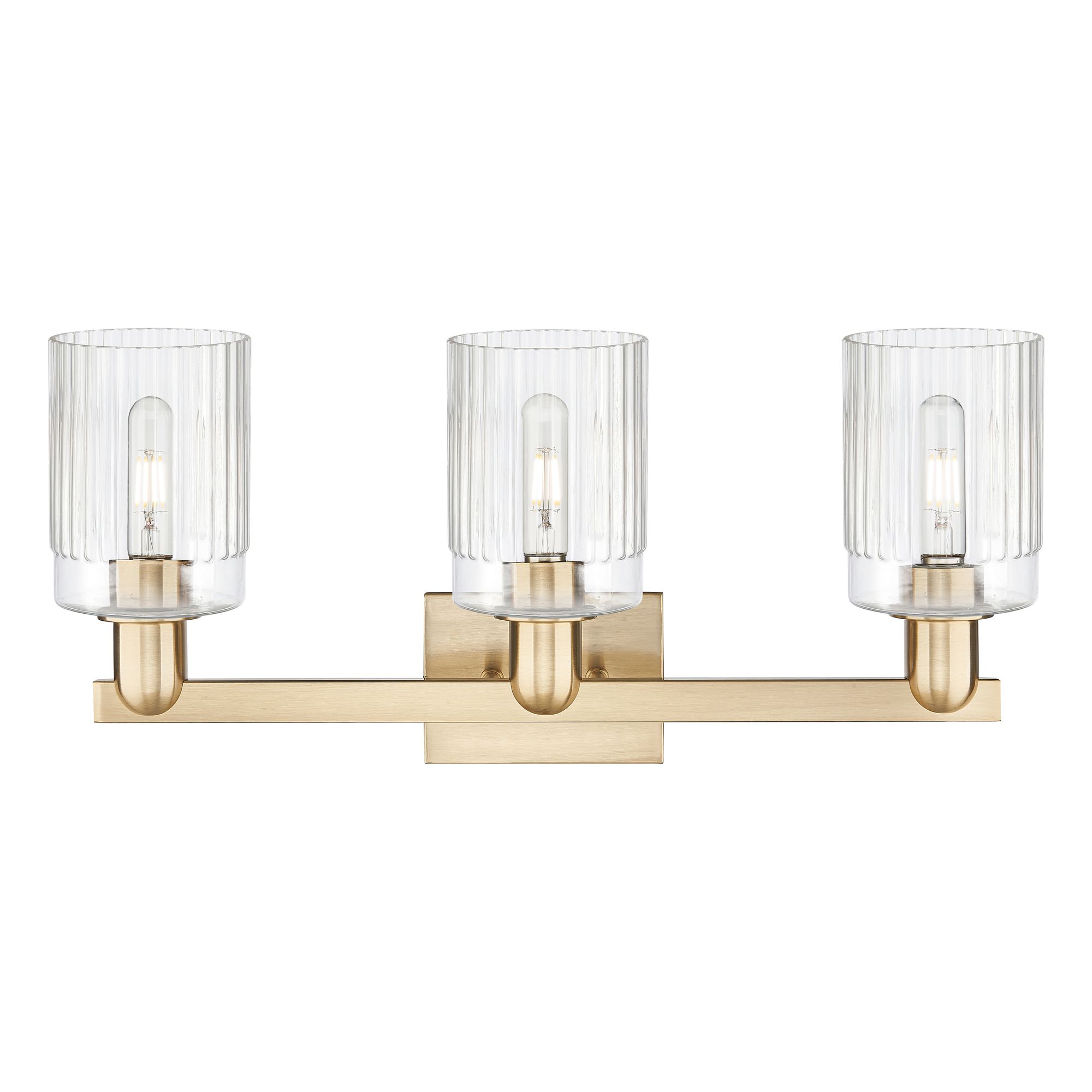 Image 2 Arcadia Hadley 24"W 3 Light Bronze Vanity Light w/ Clear Shade more views