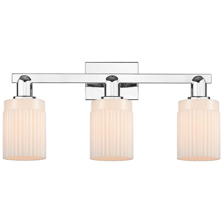 Image 1 Arcadia Hadley 24"W 3 Light Chrome Vanity Light w/ Matte White Shade
