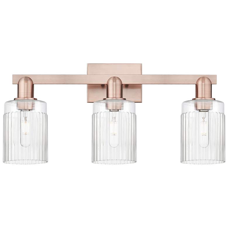 Image 1 Arcadia Hadley 24"W 3 Light Copper Vanity Light With Clear Shade