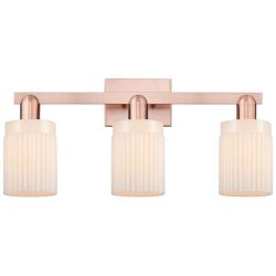 Arcadia Hadley 24"W 3 Light Copper Vanity Light With Matte White Shade