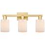 1_Arcadia Hadley 24"W 3 Light Gold Vanity Light w/ Matte White Shade