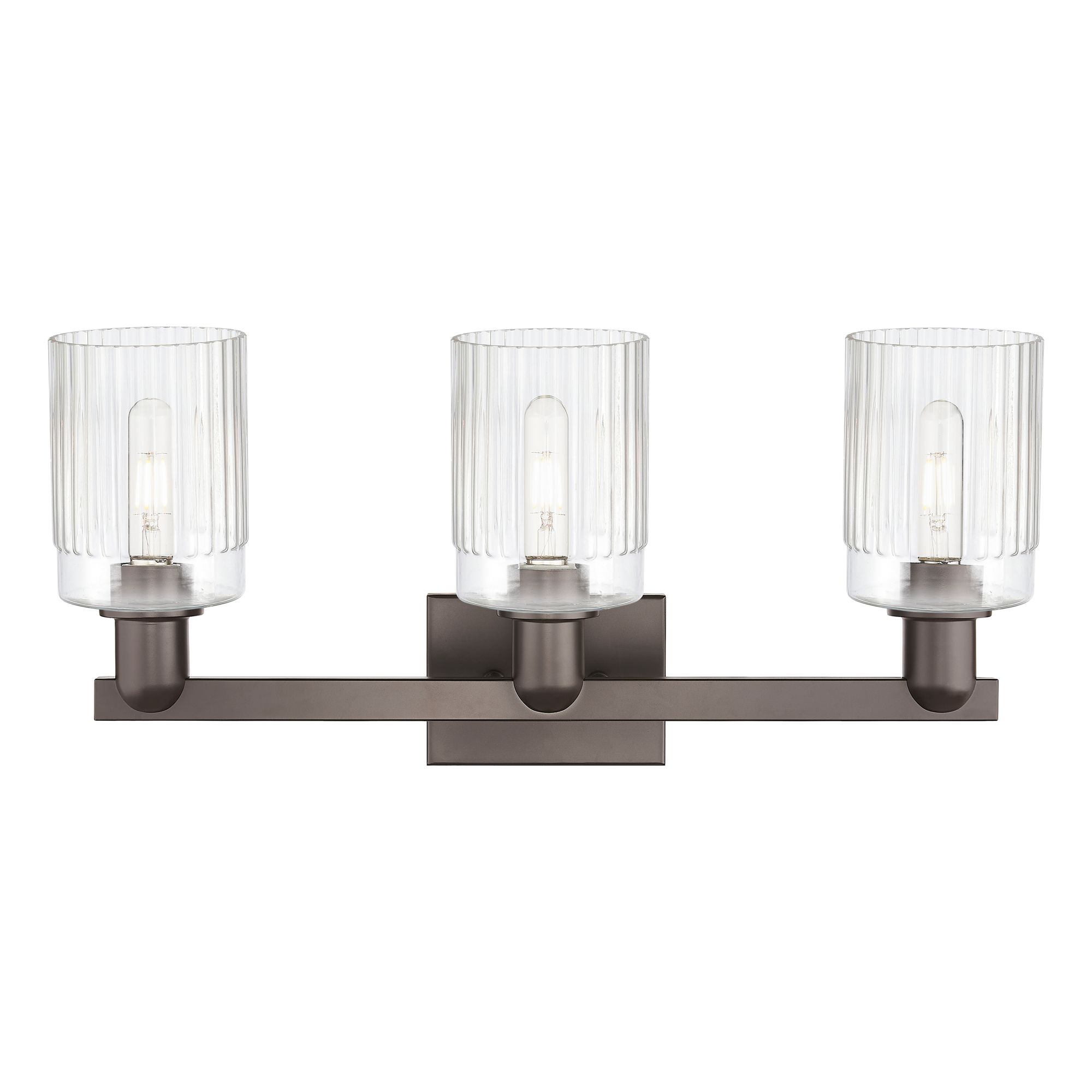 Image 2 Arcadia Hadley 24"W 3 Light Oiled Bronze Vanity Light w/ Clear Shade more views