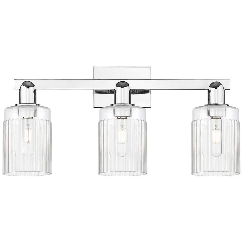 Image 1 Arcadia Hadley 24"W 3 Light Polished Chrome Bath Light w/ Clear Shade
