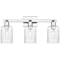 Arcadia Hadley 24"W 3 Light Polished Chrome Bath Light w/ Clear Shade