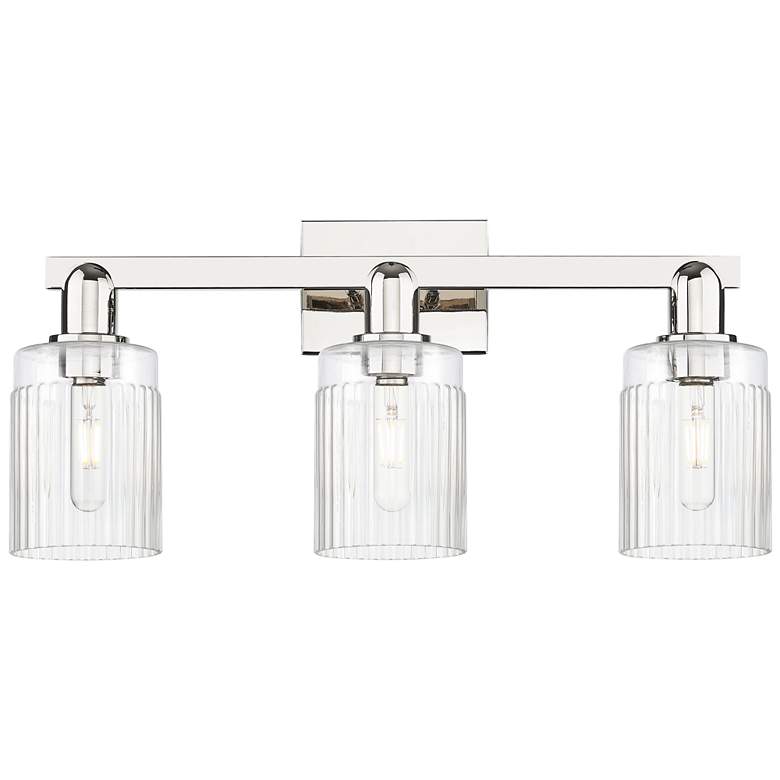 Image 1 Arcadia Hadley 24"W 3 Light Polished Nickel Bath Light w/ Clear Shade