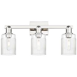 Arcadia Hadley 24"W 3 Light Polished Nickel Bath Light w/ Clear Shade