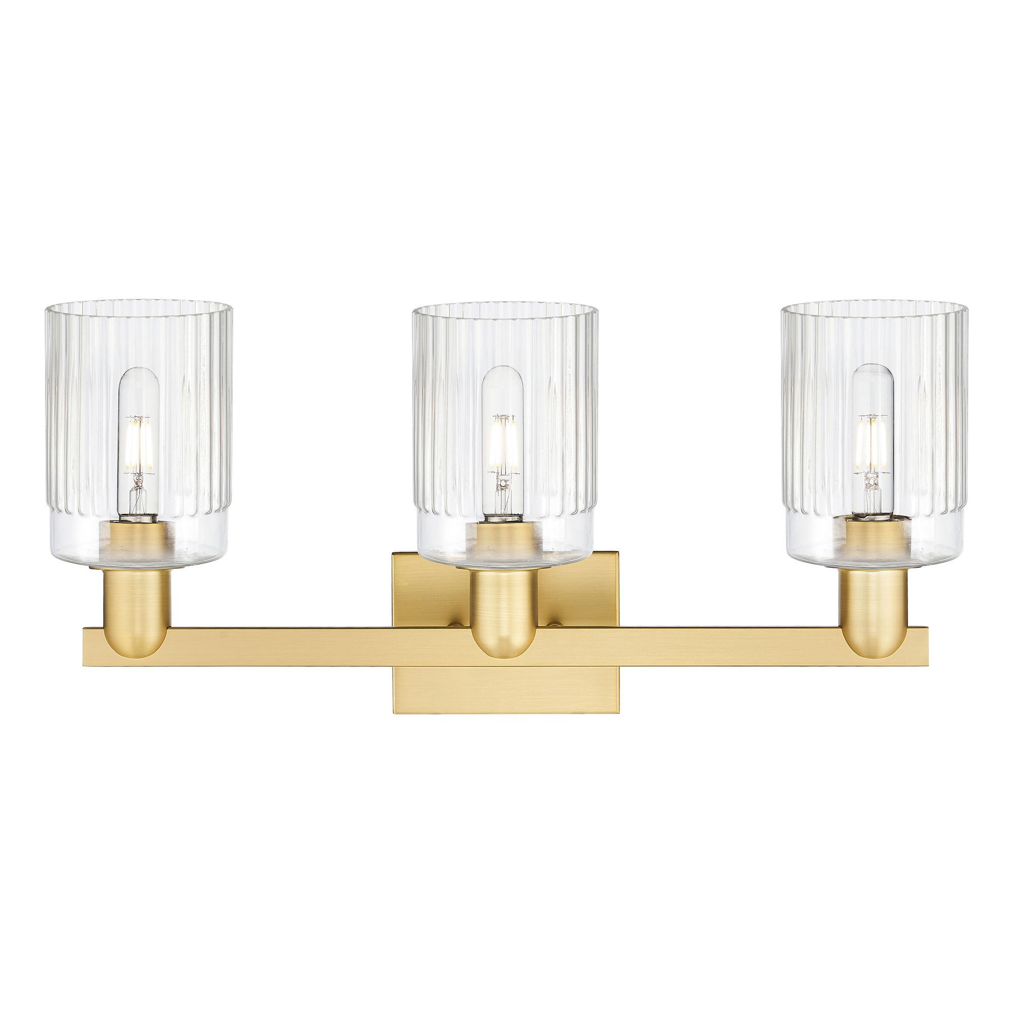 Image 2 Arcadia Hadley 24"W 3 Light Satin Gold Vanity Light With Clear Shade more views