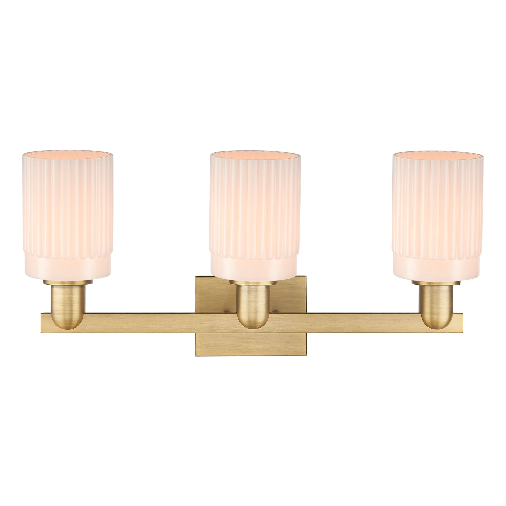 Image 2 Arcadia Hadley 24"W 3-Lt Brushed Brass Bath Light w/ Matte White Shade more views
