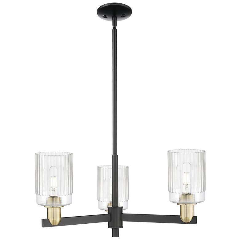 Image 1 Arcadia Hadley 26"W 3 Light Black Brass Stem Chandelier w/ Clear Shade