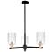 Arcadia Hadley 26"W 3 Light Black Brass Stem Chandelier w/ Clear Shade